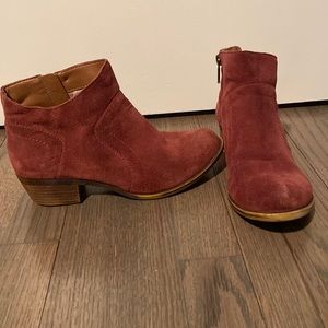 Lucky brand red suede booties size 6
